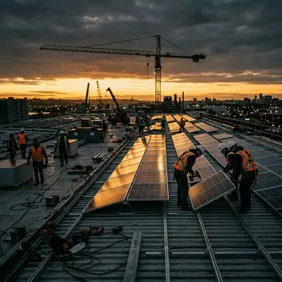 Construction site with automated payroll tracking